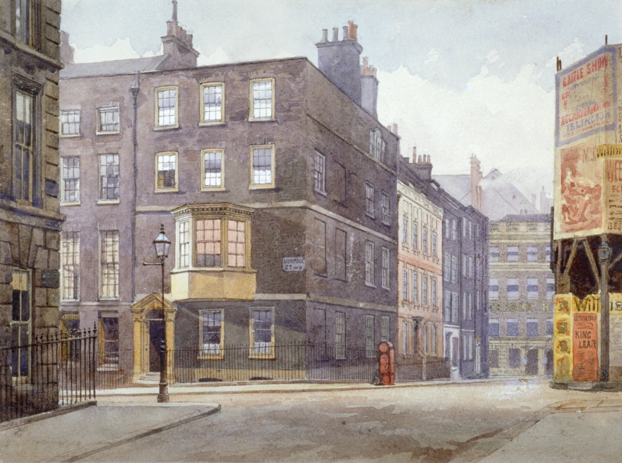 Pohled na křižovatku Howard Street a Norfolk Street, Londýn, 1880 od John Crowther