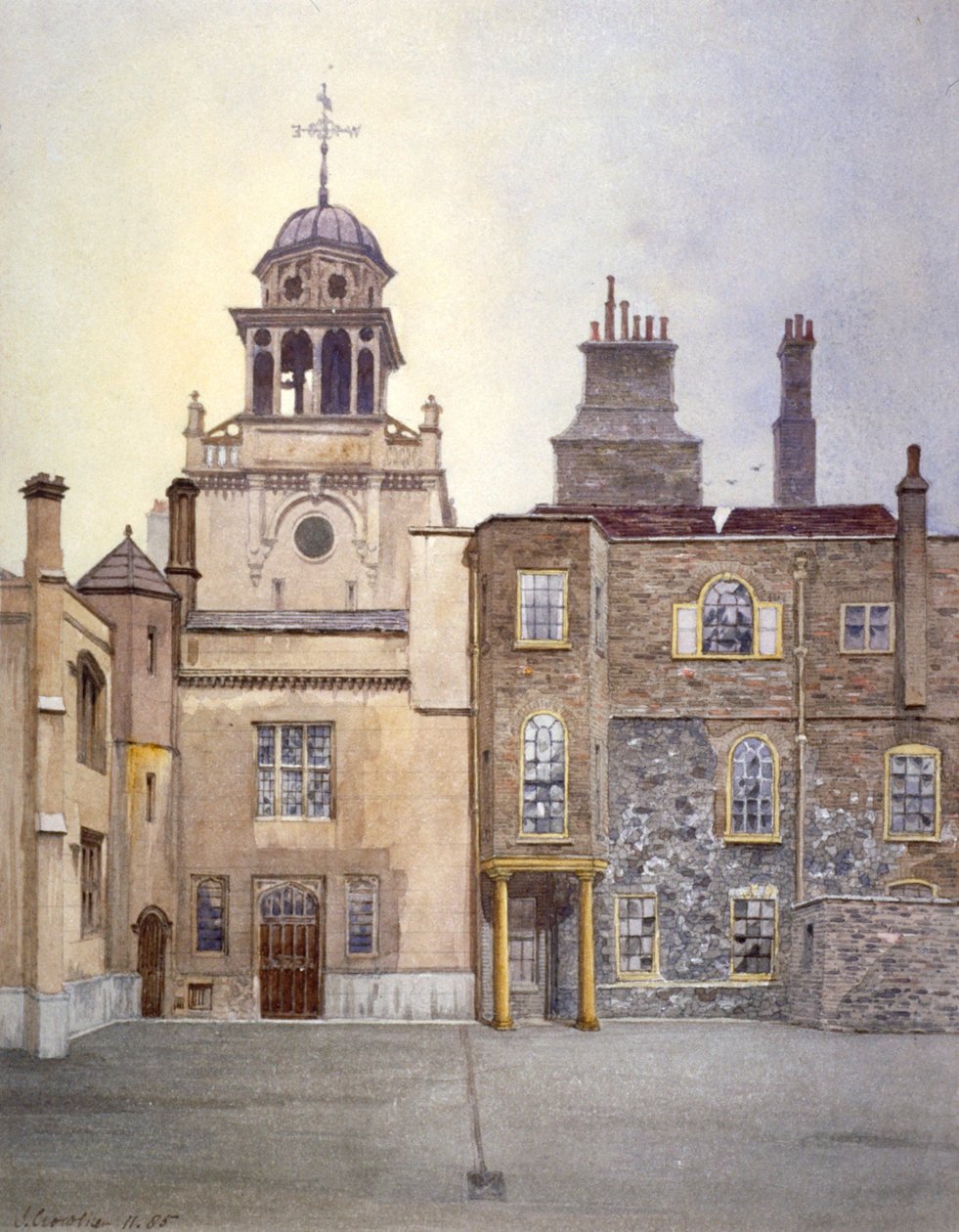 Pohled na severní stranu Chapel Tower, Charterhouse, Londýn, 1885. od John Crowther