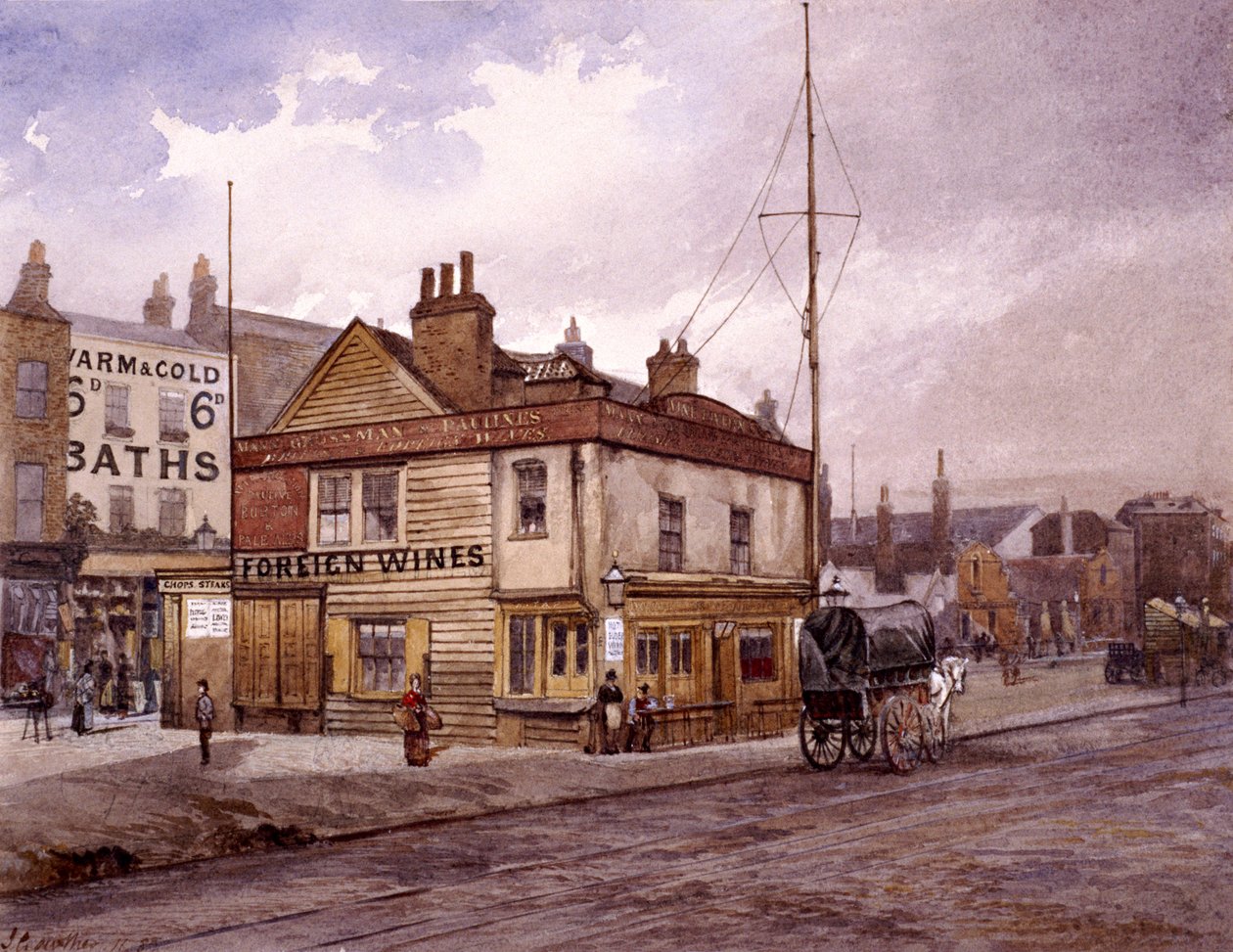 Vine Tavern, Mile End Road, Stepney, Londýn, c1883 od John Crowther