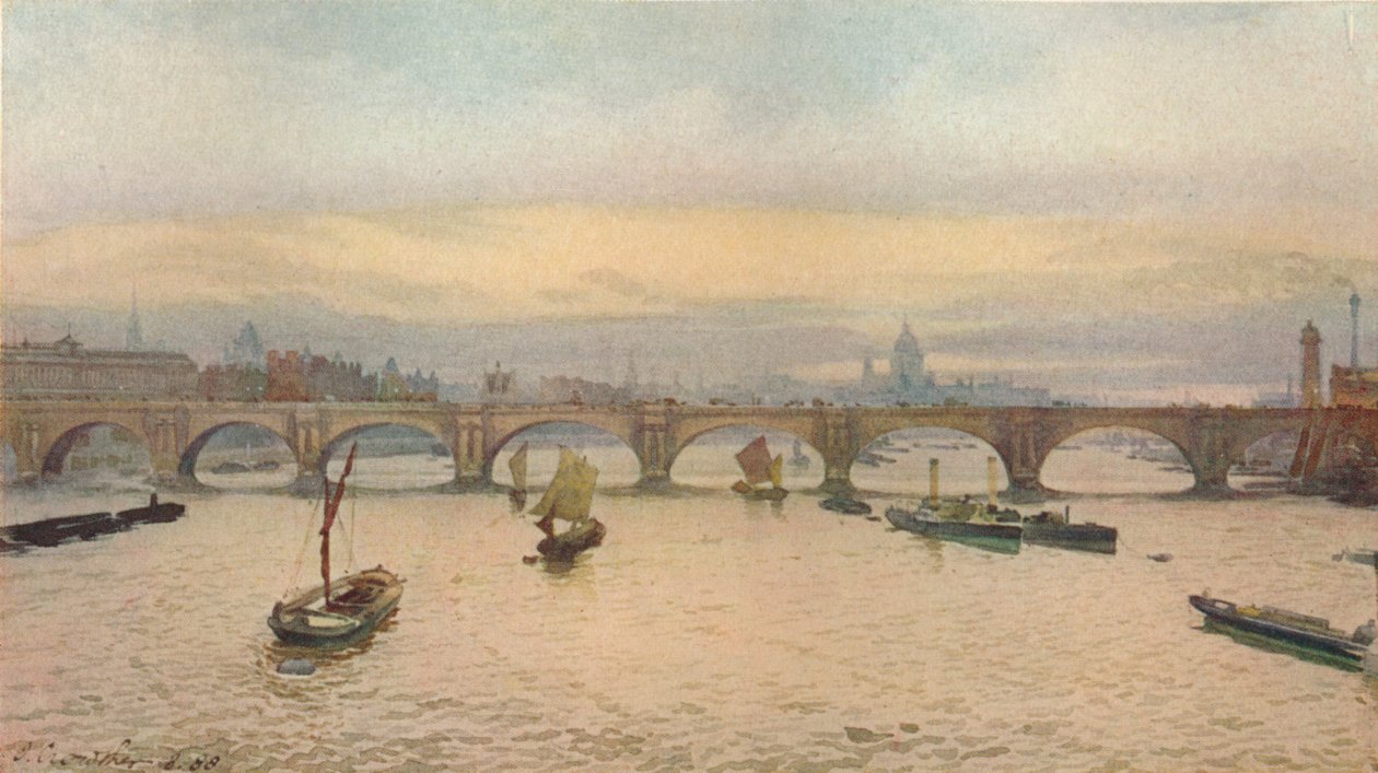 Waterloo Bridge od železničního mostu Charing Cross, 1888 1926 od John Crowther
