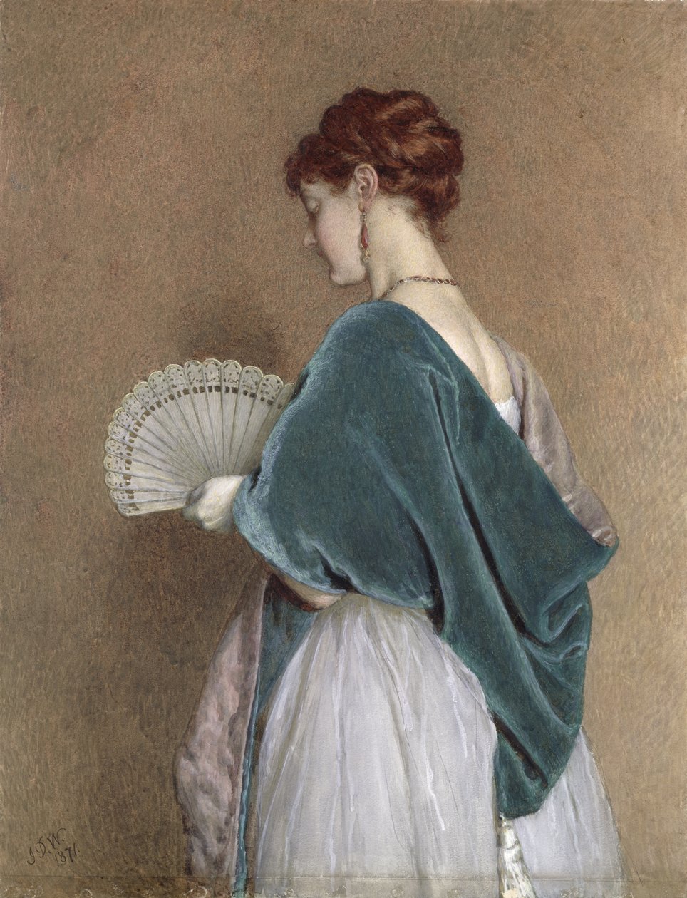 Žena s vějířem, 1871 (tužka a čb na papíře) od John Dawson Watson