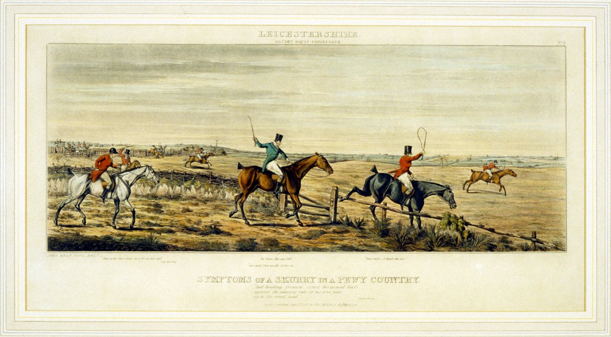 Symptoms of a Scurry, The Leicestershires, vyryl Henry Alken (1785-1851) 1825 (barevná rytina) od John Dean (after) Paul