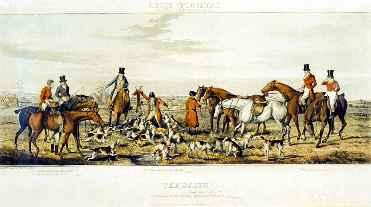 Smrt, Leicesterští, vyryl Henry Alken (1785-1851) 1825 (barevná rytina) od John Dean (after) Paul