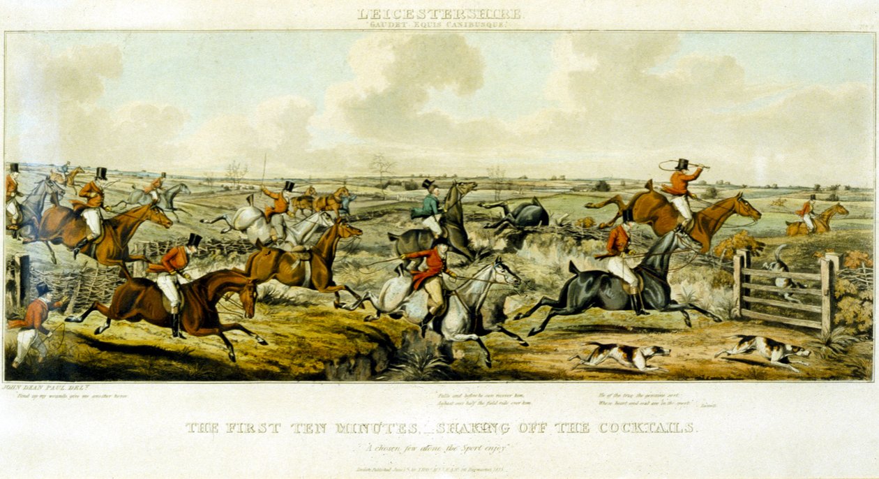 The First Ten Minutes, The Leicestershires, vyryl Henry Alken (1785-1851) 1825 (barevná rytina) od John Dean (after) Paul