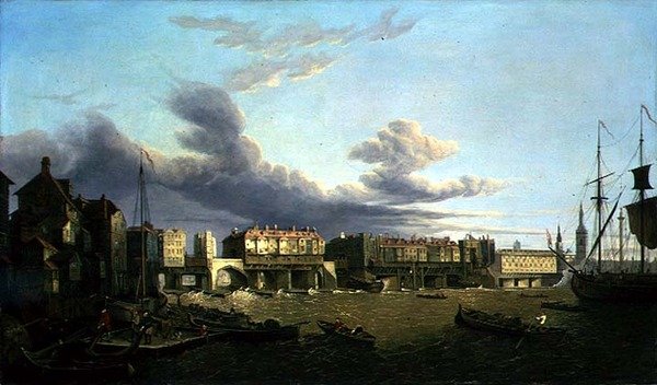 Pohled na Old London Bridge v roce 1747 (olej na plátně) od John Dean Paul