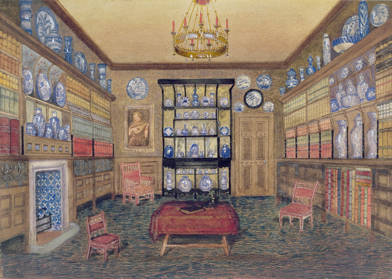 The Morning Room, Bowden Hall, Upton St. Leonards, Gloucester (wc a tužka na papíře) od John Dearman Birchall