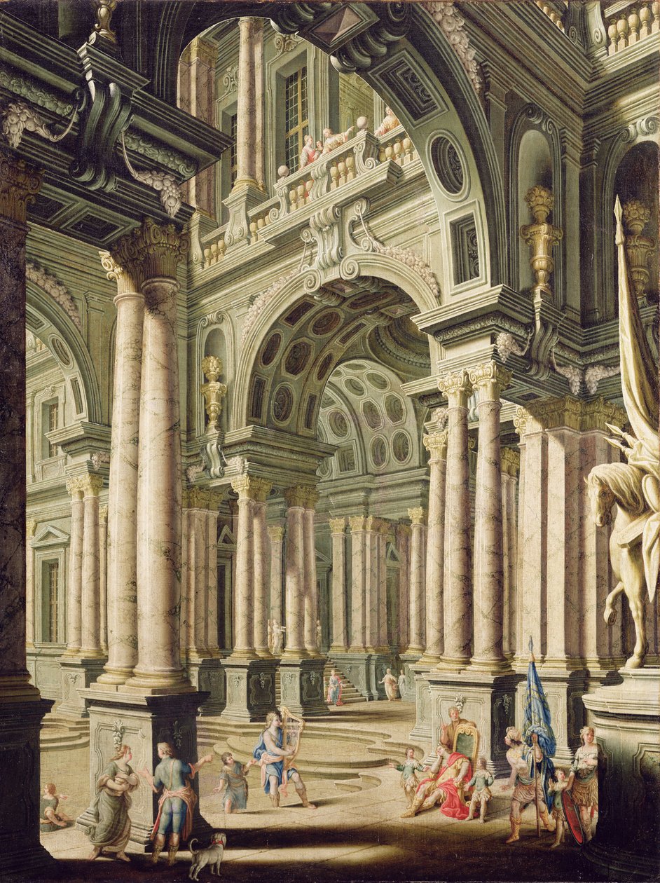 Imaginární palác s Davidem před Saulem, od John Devoto