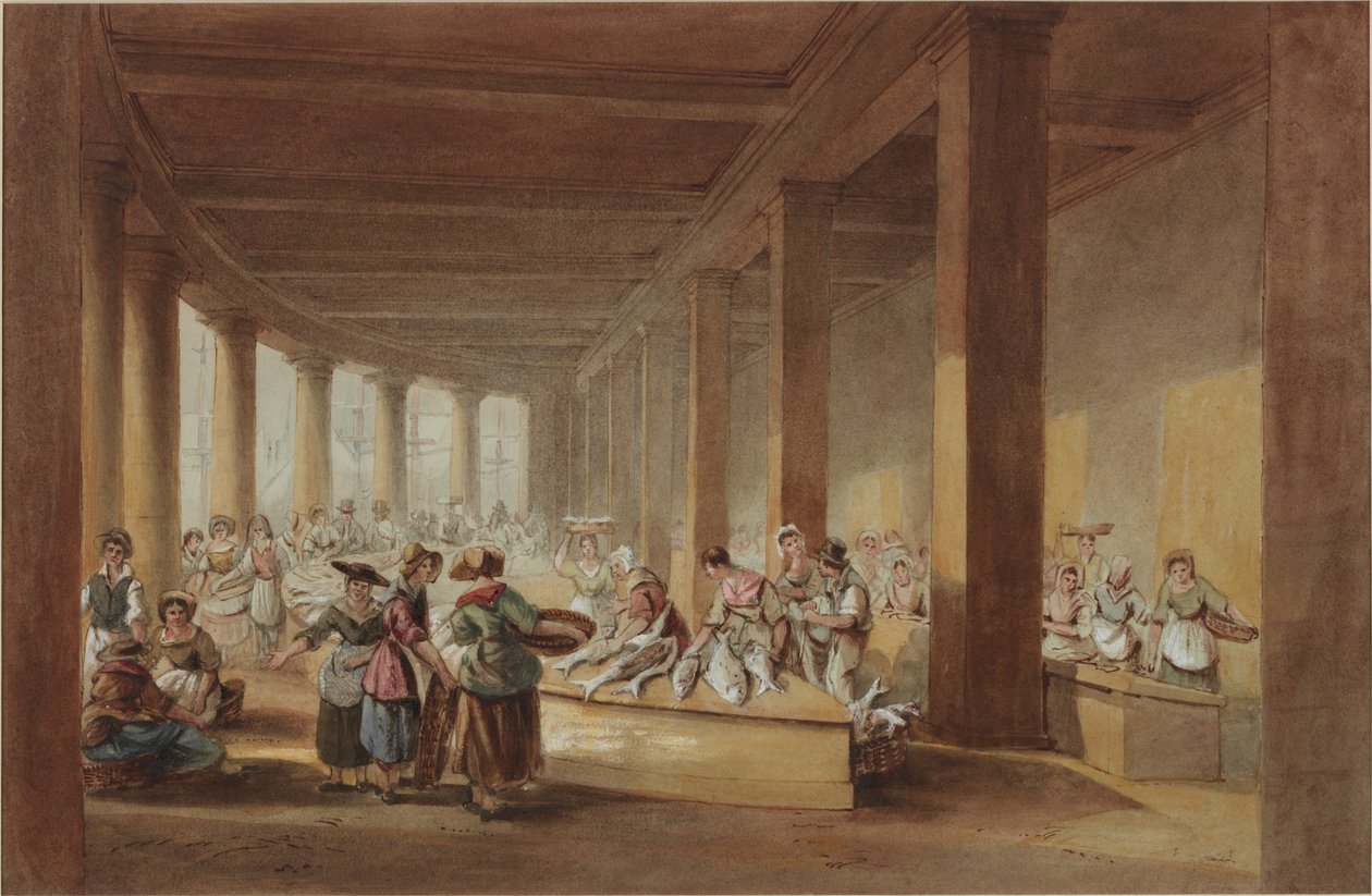 The Old Fish Market, Sandhill, Newcastle upon Tyne (BC, pero a inkoust na papíře) od John Dobson