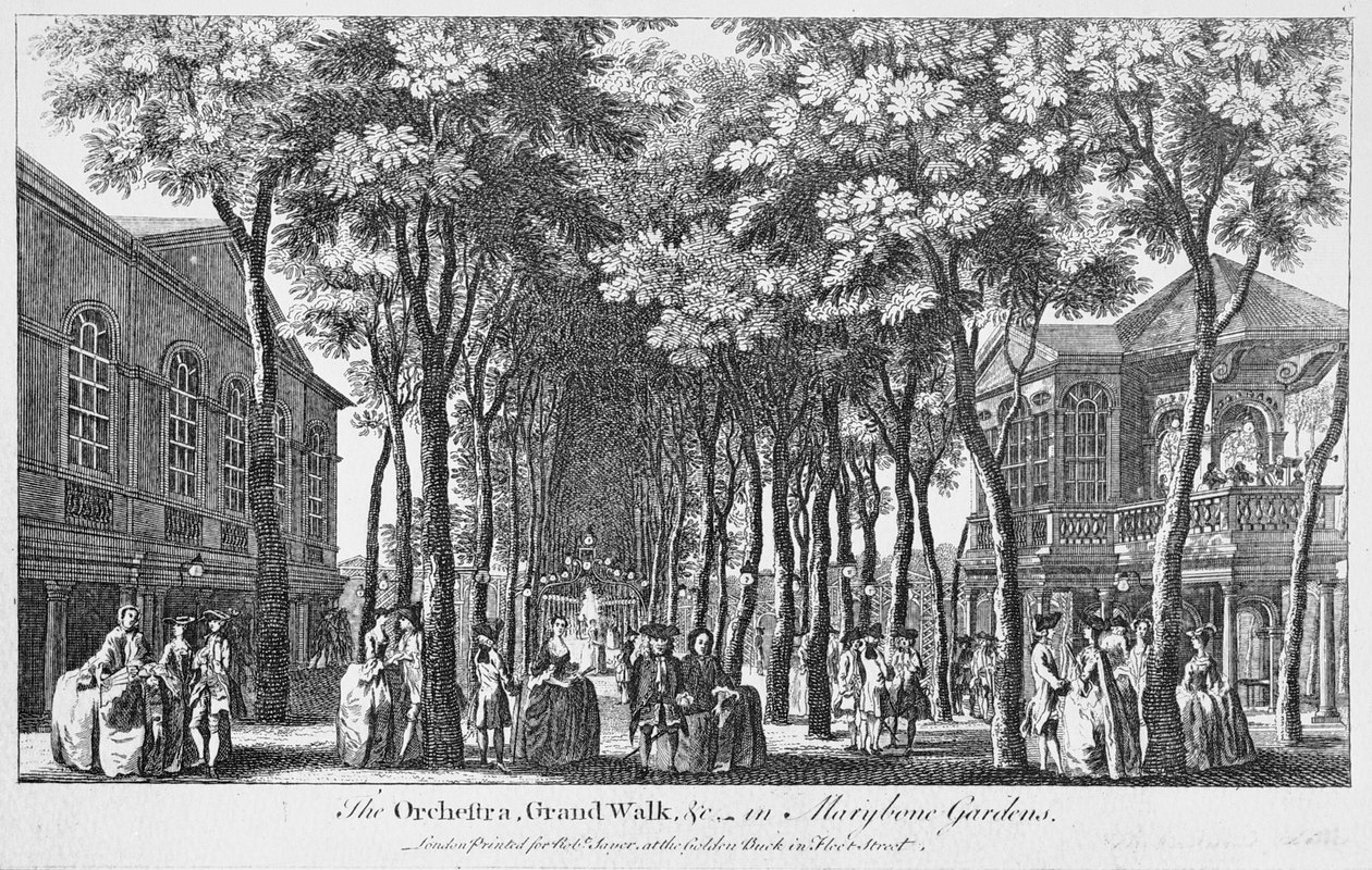 Pohled na Orchestra s Band of Music, Grand Walk v Marybone Gardens od John Donowell