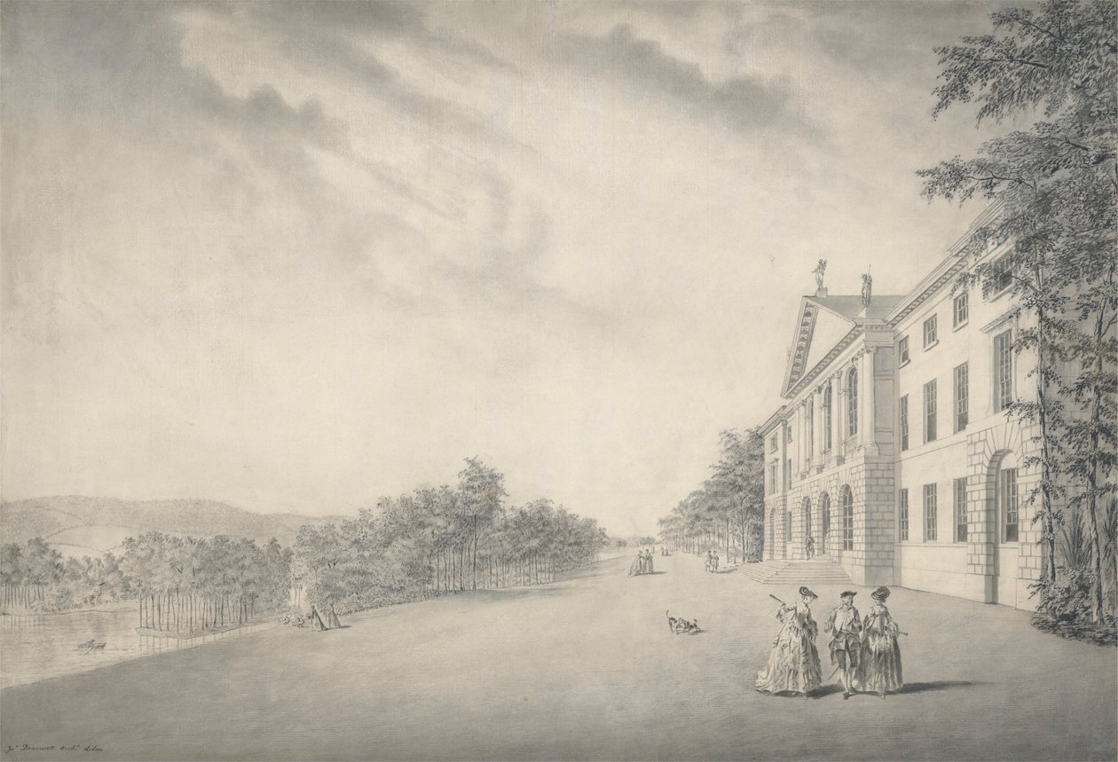 Východní pohled na West Wycombe House, Buckinghamshire od John Donowell