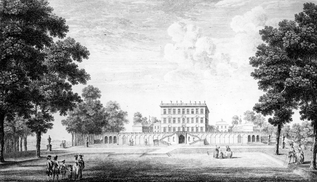 Garden Front of Cliveden House v hrabství Bucks, 1753 od John Donowell