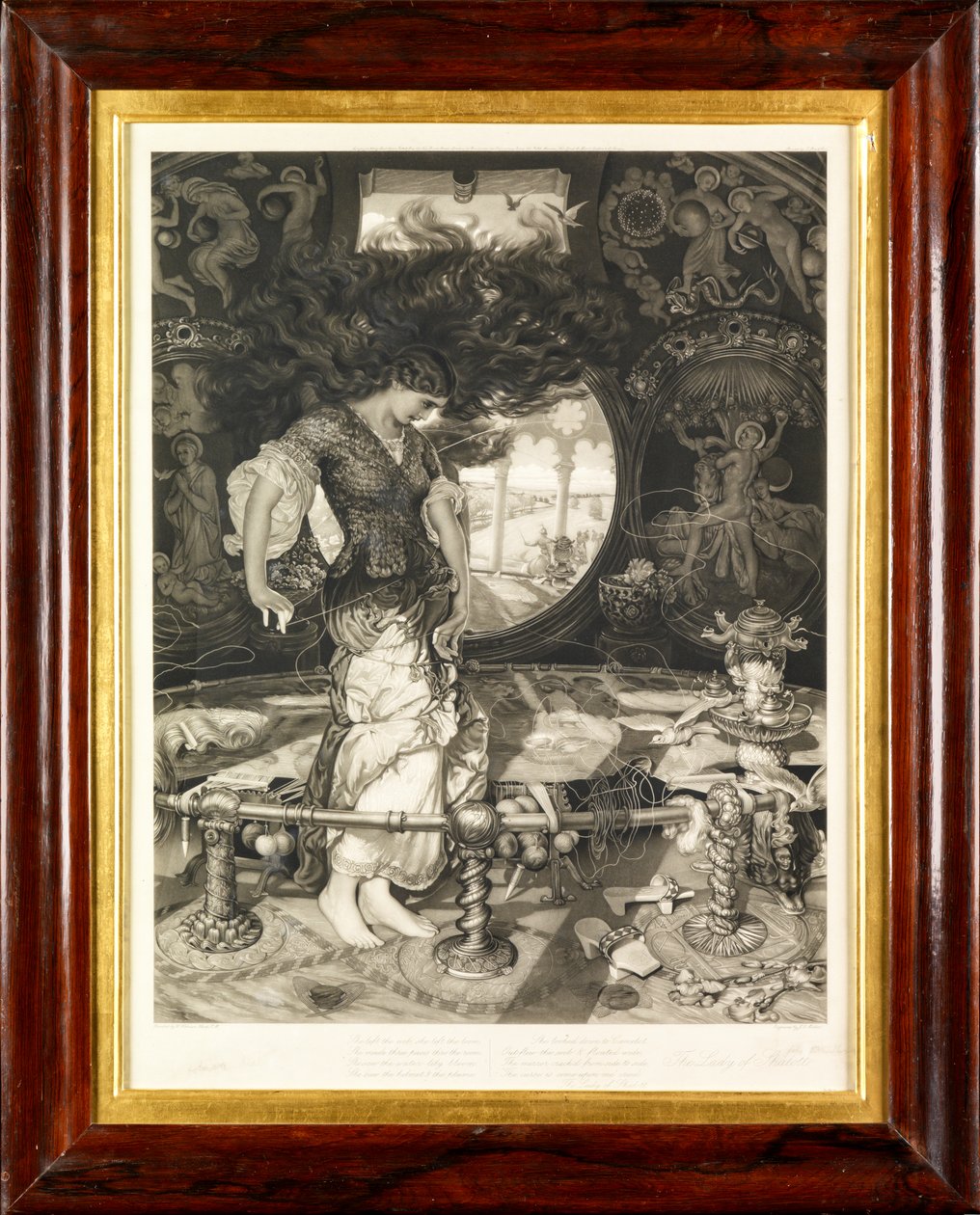 Paní ze Shalott (mezzotinta) od John Douglas Miller