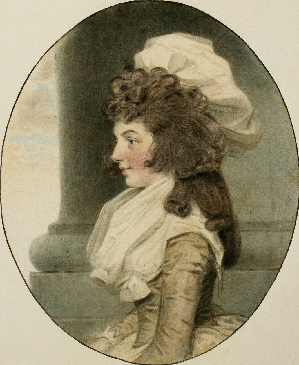 Portrét Sarah Whitmore, sedící u sloupu, 1787 od John Dowman