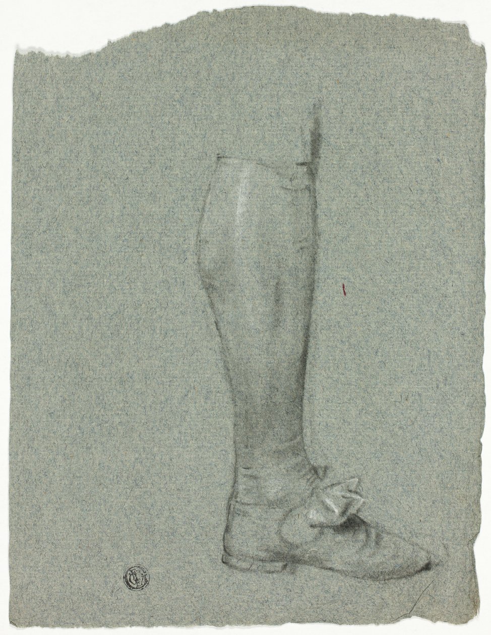 Noha stojící postavy (recto); nákres bot (verso) od John Downman