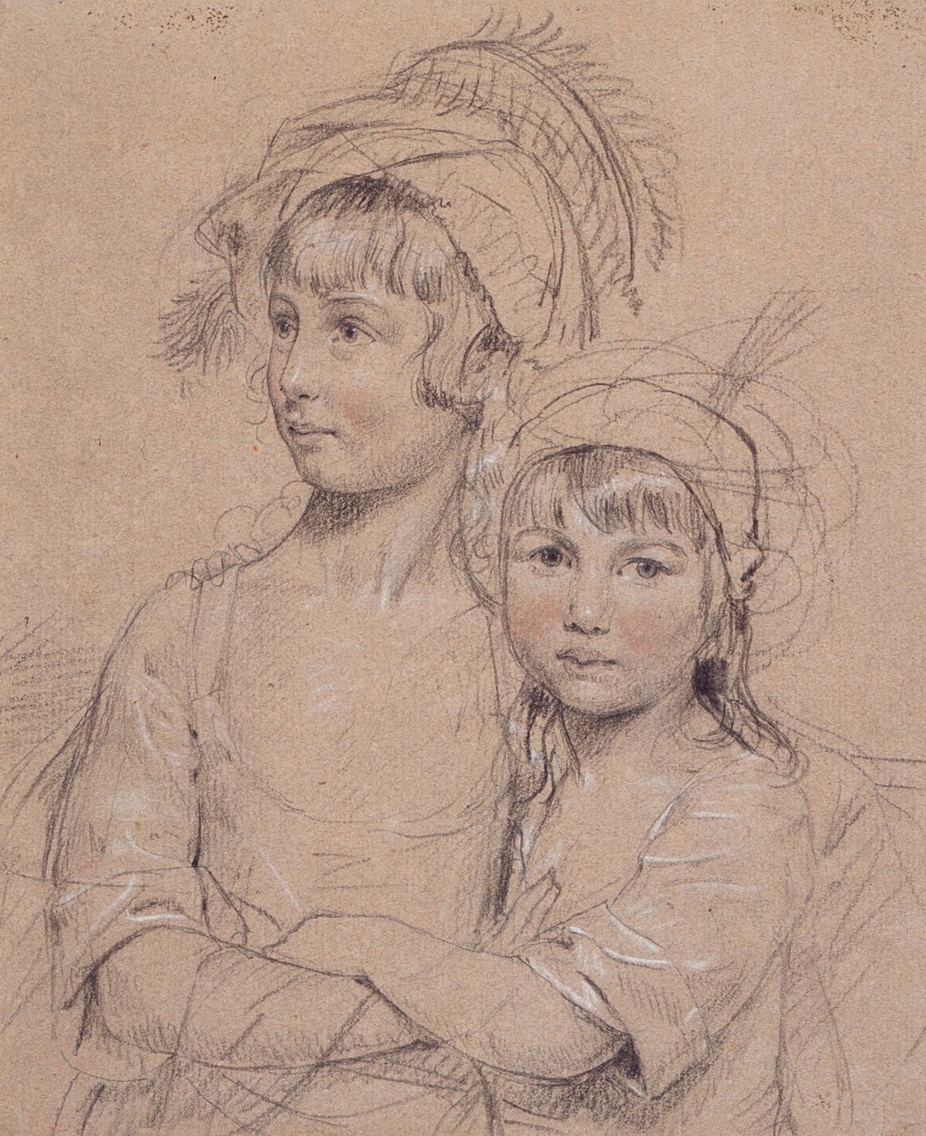 No.1857 Slečny Rigby, dvě dcery pana Rigbyho z Norwiche (1747-1821), slavného chirurga, 1778 (křída na papíře) od John Downman