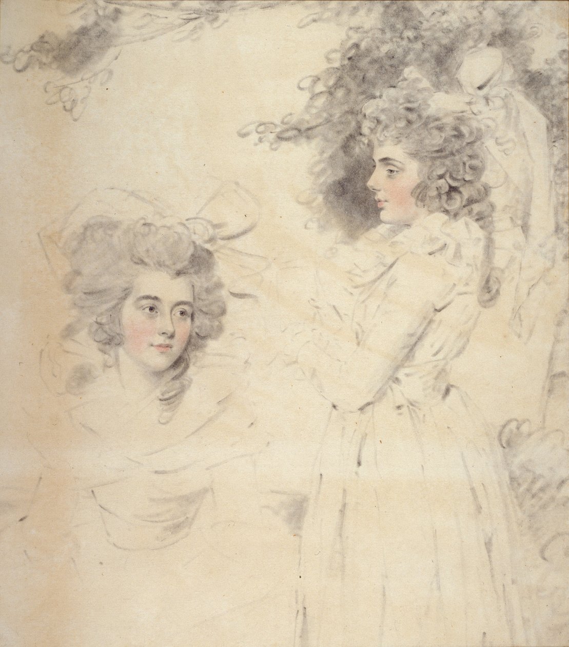 Portrét Georgiany, vévodkyně z Devonshire a lady Elizabeth Foster (akvarel a tužka na papíře) od John Downman