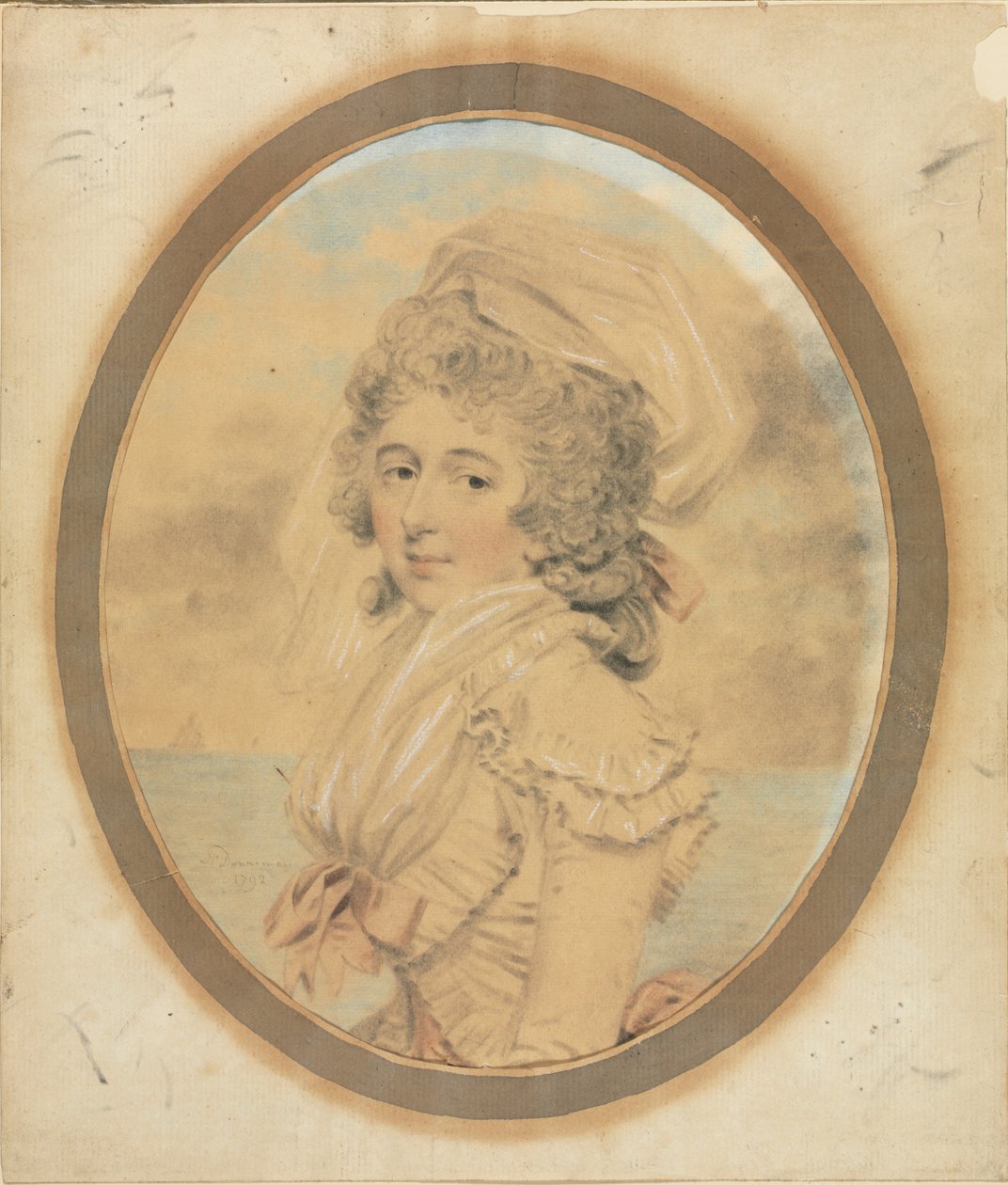 Mladá dáma s růžovou mašlí na živůtku, 1792. od John Downman