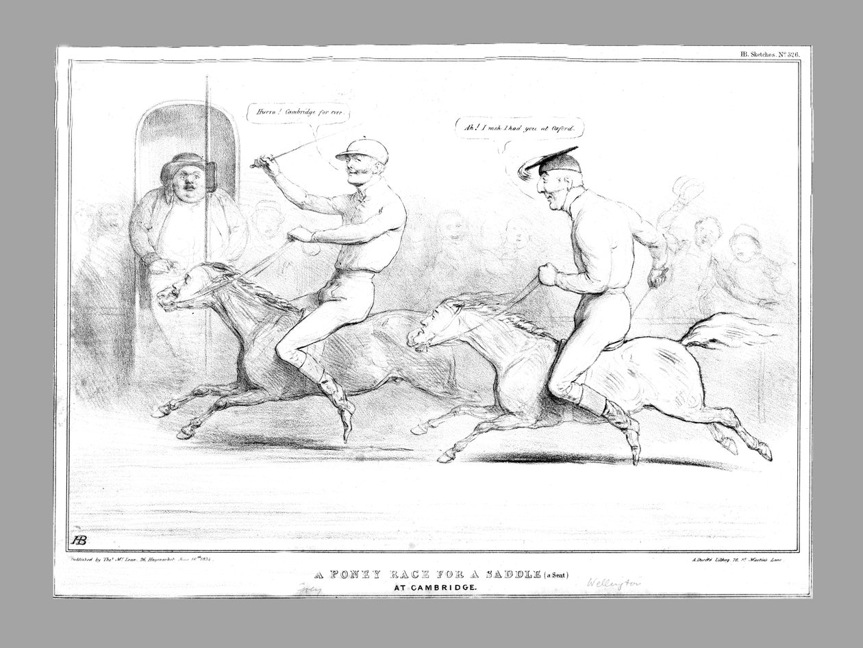 Závod poníků o sedlo a místo v Cambridge, 1834. od John Doyle