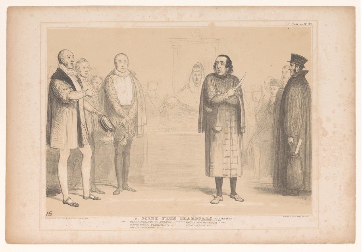 Spotprent se setkal s Disraeli als Shylockem Scéna ze Shakspera (Compressed!) (název na objektu) HB Sketches (název série na objektu) od John Doyle