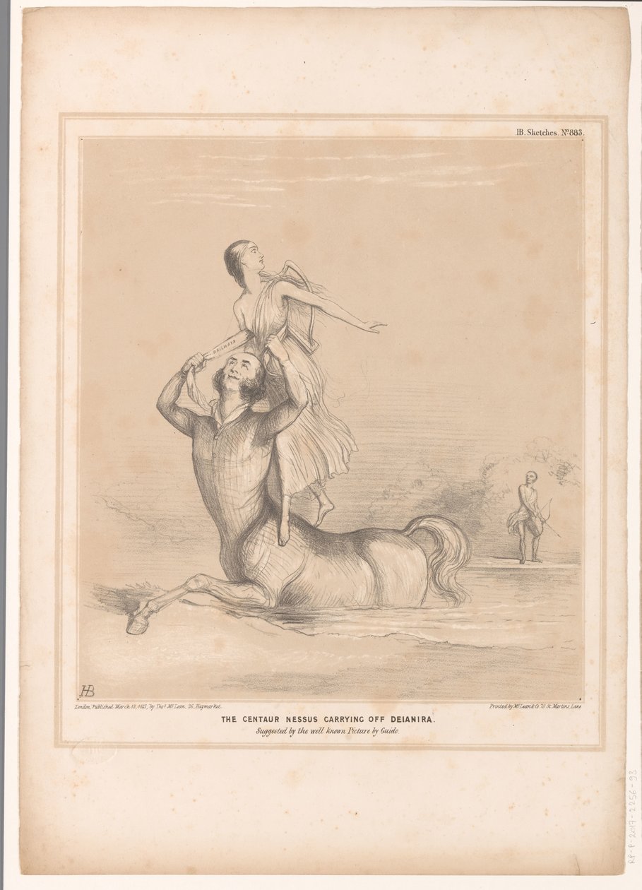 Spotprent se setkal s lordem Bentinckem as kentaurem Nessusem Kentaur Nessus odnáší Deianiru. Navrhuje dobře známý Picture by Guido (název na objektu) HB Sketches (název série na objektu) od John Doyle