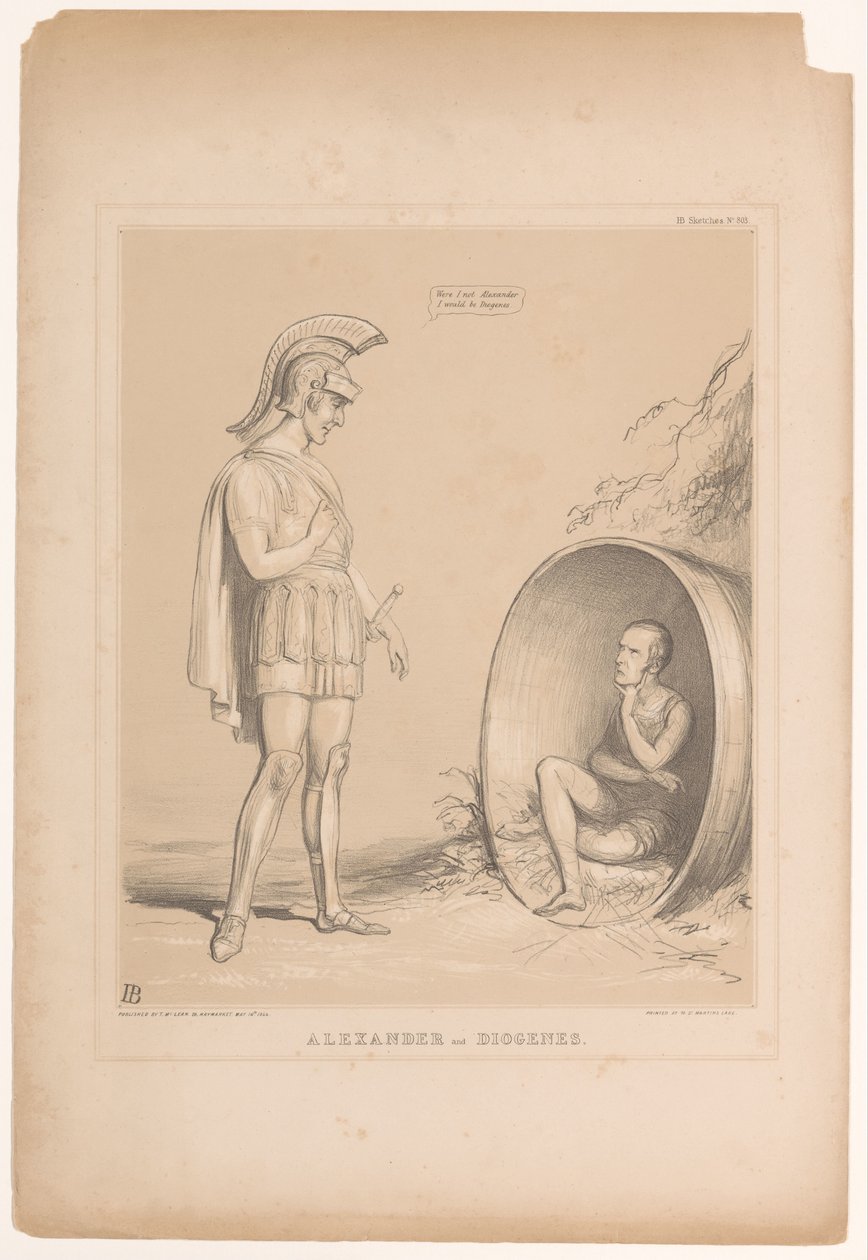 Spotprent se setkal se sirem Robertem Peelem Alexander a Diogenes (titul na předmětu) HB Sketches (název série na objektu) od John Doyle
