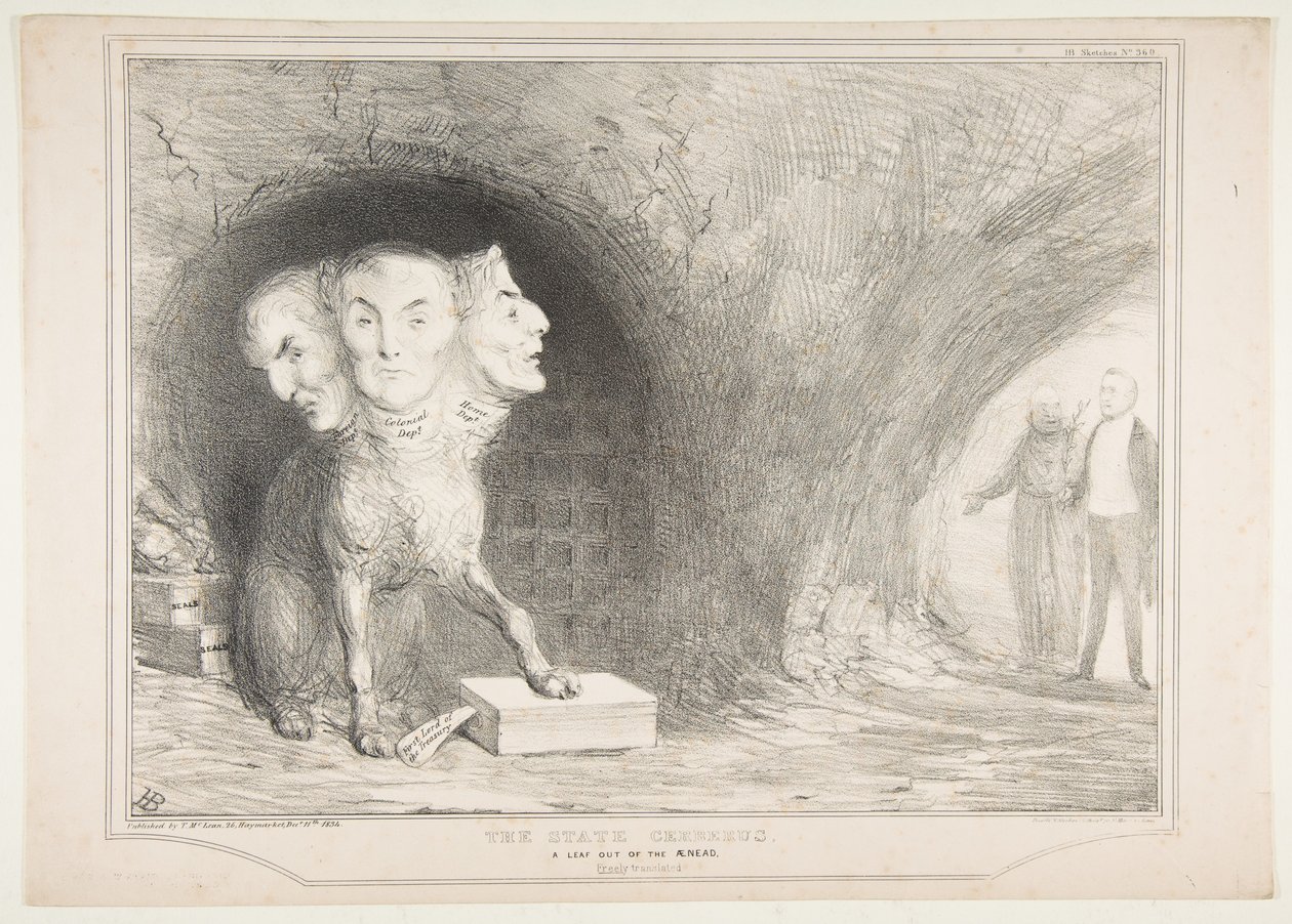 The State Cerberus, A Leaf Out of the Ænead, volně přeloženo, 11. prosince 1834. od John Doyle