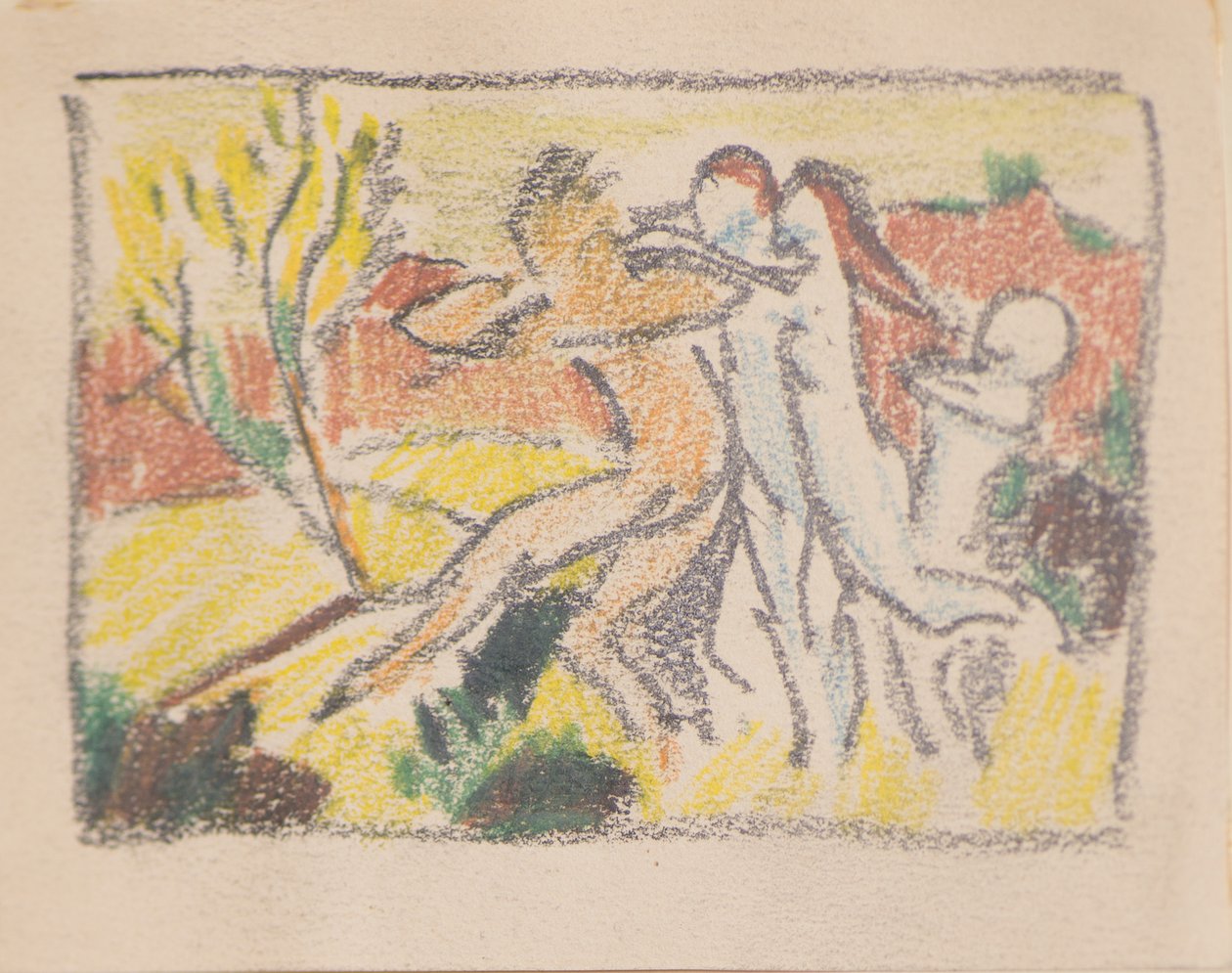 Bez názvu [Tři ženské postavy držící muže zpátky] (tužka) od John Duncan