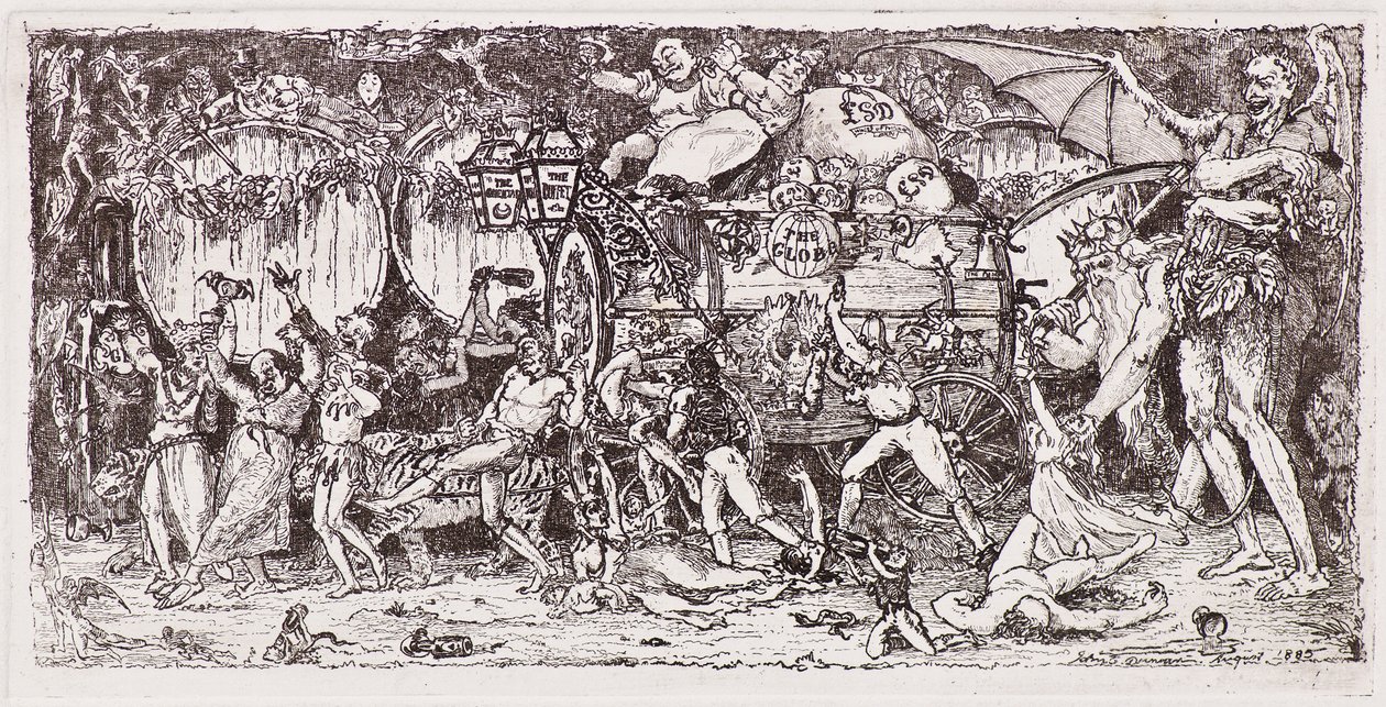 Vinný sud tažený čtyřmi tygry od John Duncan