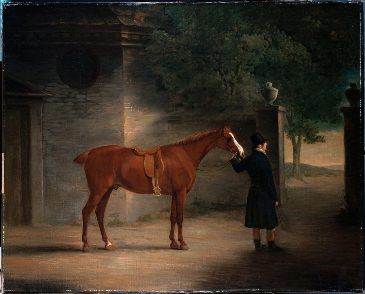 Lovec a ženich na nádvoří, 1816 od John E. Ferneley