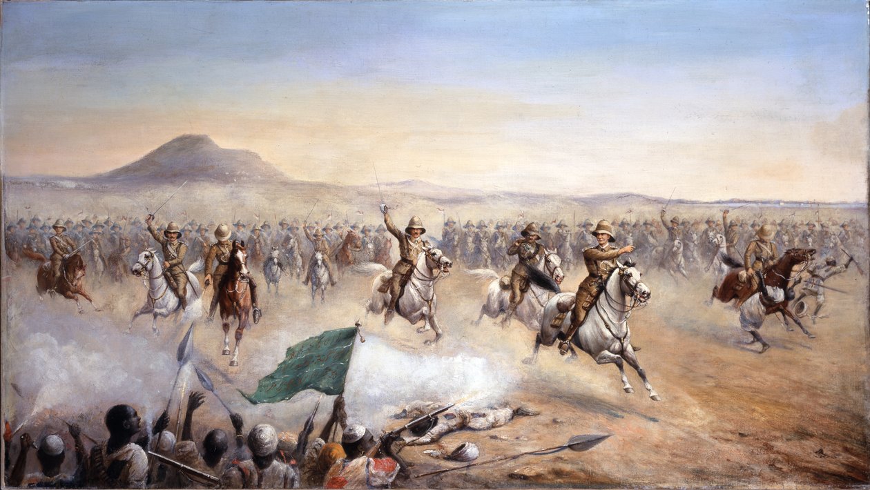The Charge of the 21st Lancers at Omdurman, 2. září 1898 (olej na plátně) od John Edward Chapman Mathews