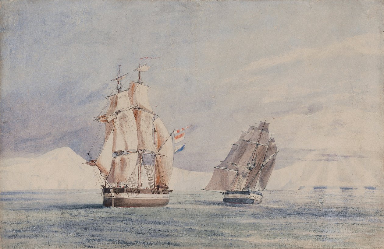 H.M. Lodě Erebus a Terror v Rossově moři od John Edward Davis
