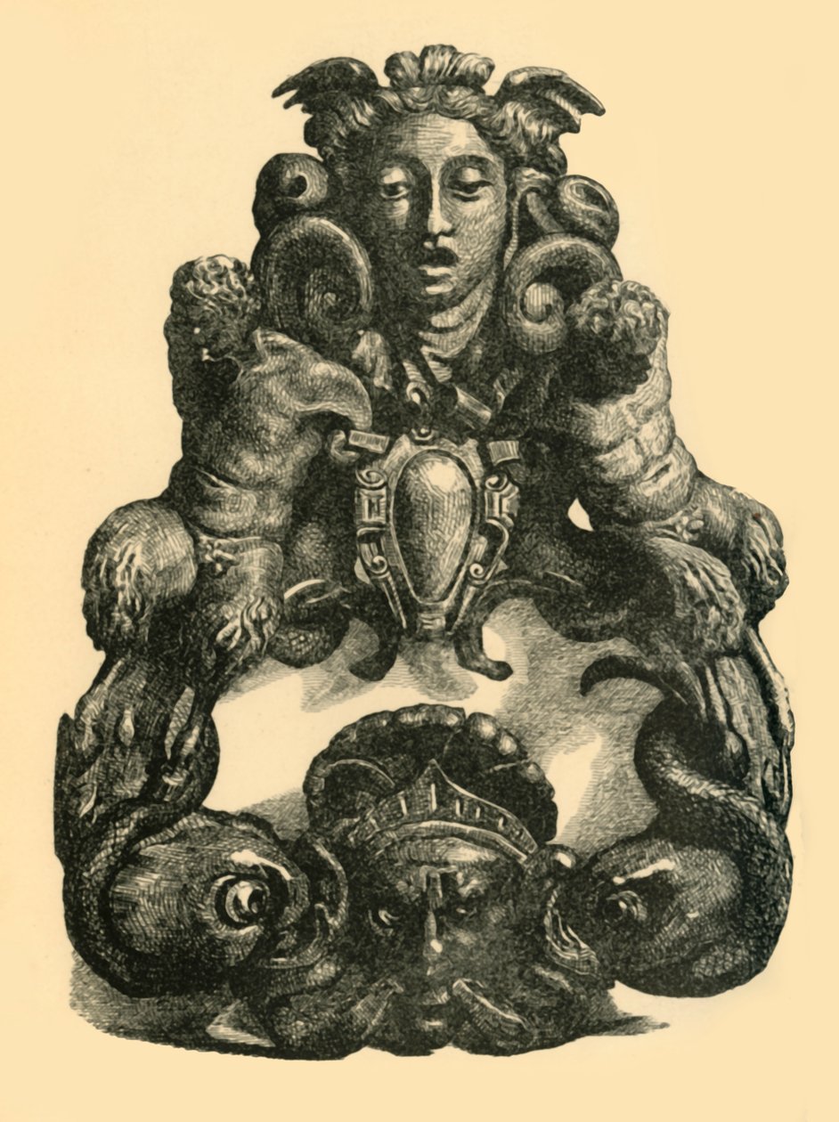Klepadlo na dveře s delfíny a satyry, počátek 17. století, 1881. od John Emms