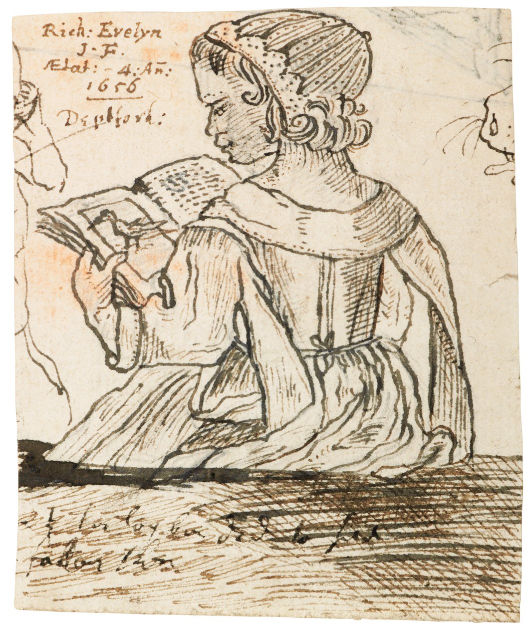 Richard Evelyn čte přírodopisnou knihu, Deptford, 1656 od John Evelyn