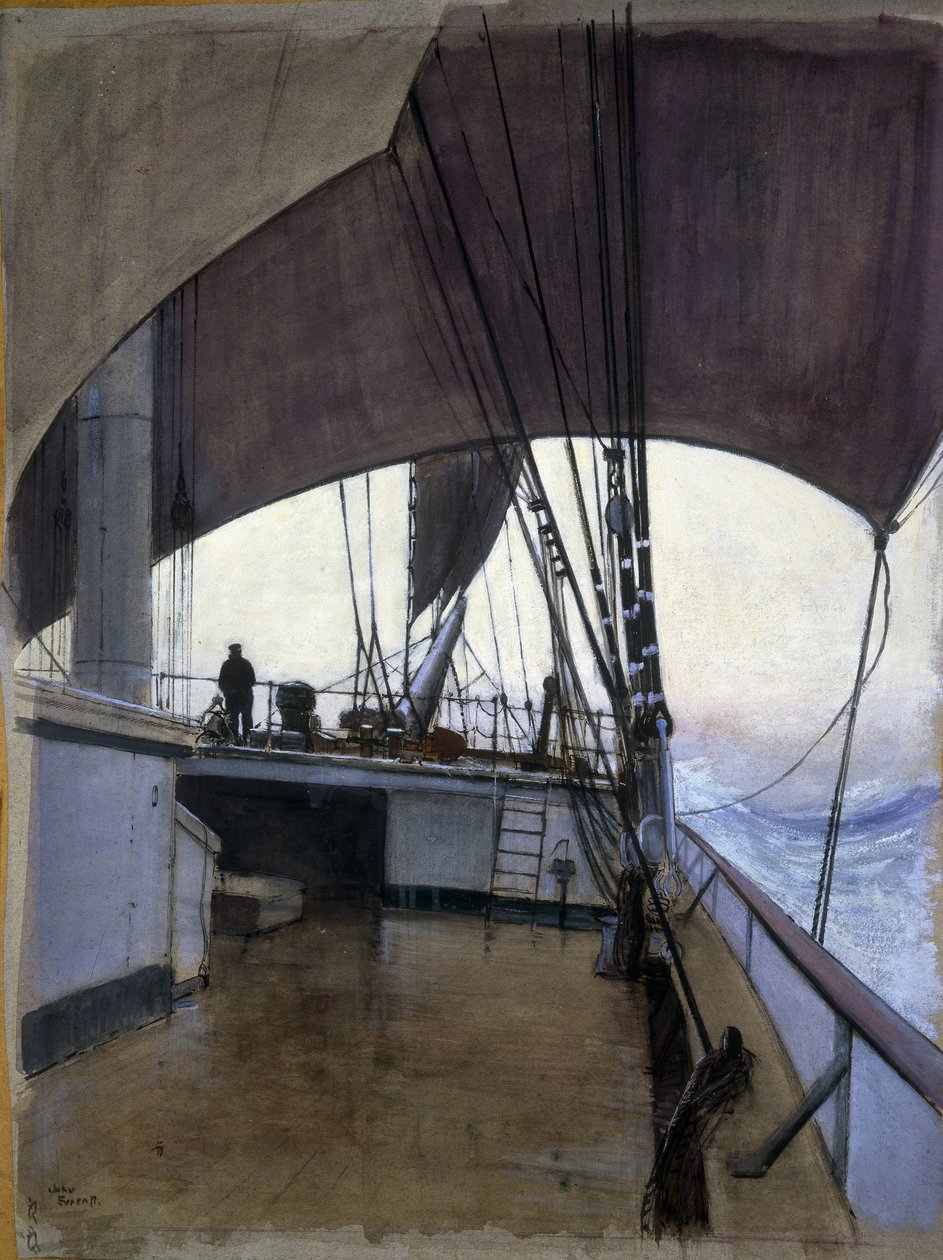 Scéna na palubě lodi "Suzanne" během cesty z Calais na Guadeloupe a poté z Le Havru na Jamajku, kterou malíř uskutečnil v letech 1928-1930 na palubě lodi "Suzanne". od John Everett