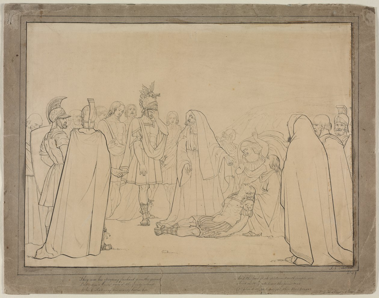 Aeneas ukázal Pallasovo tělo z Vergiliovy "Aeneidy" od John Everett Millais