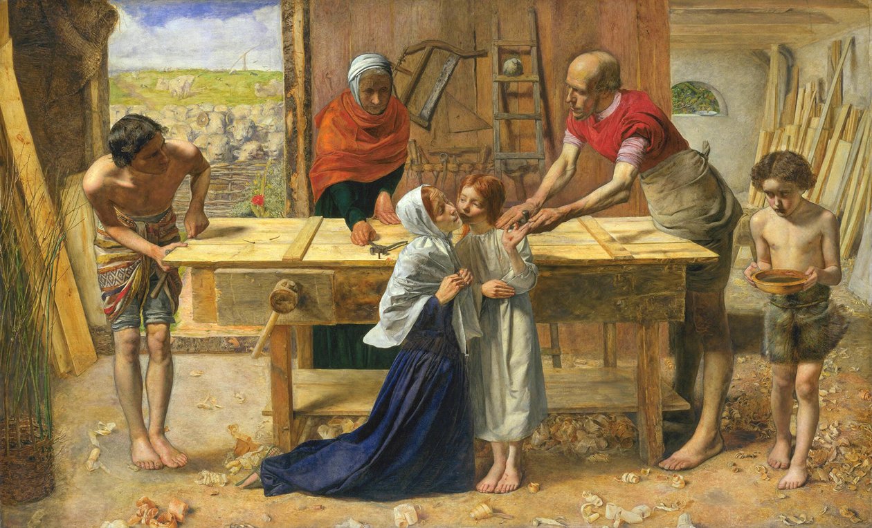 Kristus v domě svých rodičů aneb Tesařská dílna od John Everett Millais