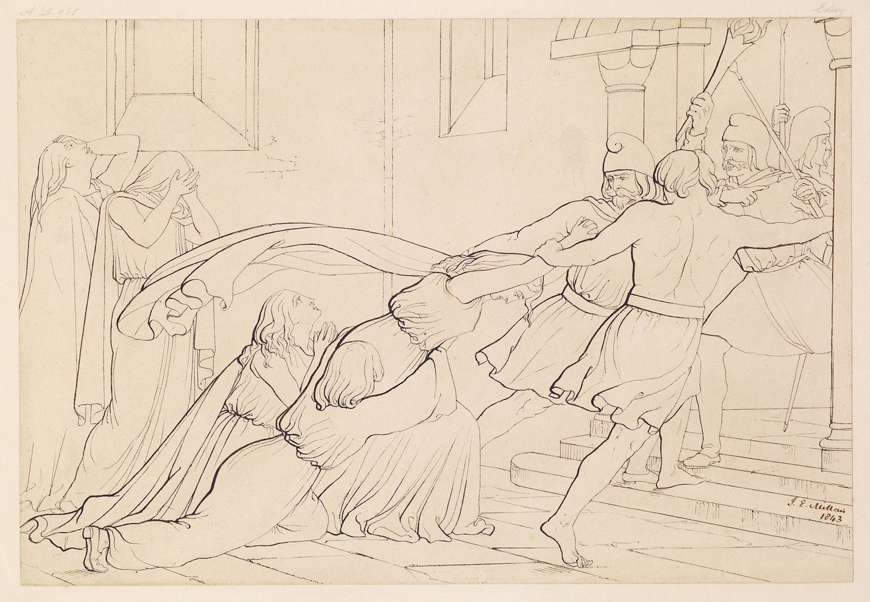 Elgiva zajata Řádem arcibiskupa Oda, 1843 od John Everett Millais