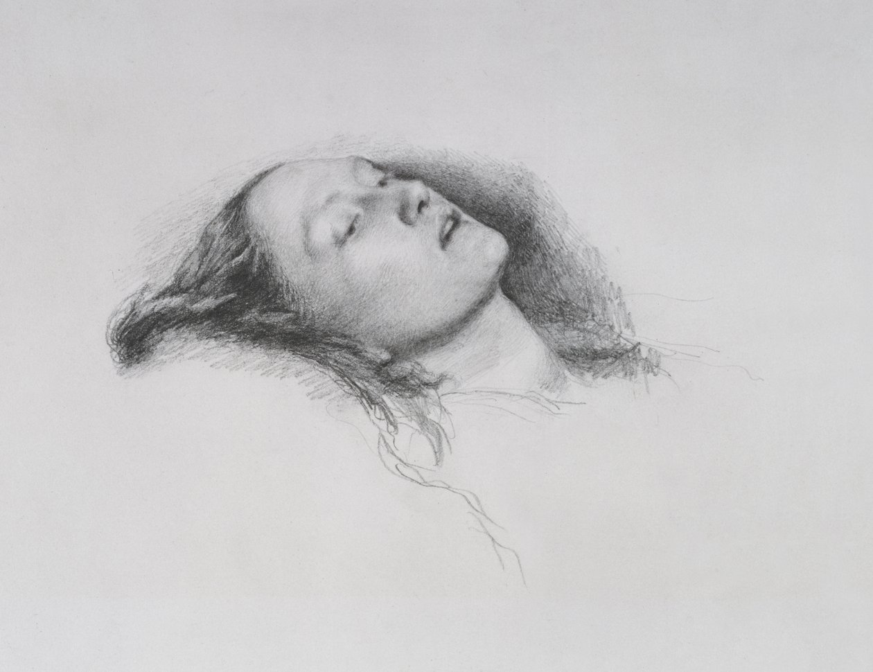 Elizabeth Siddal: Studie pro "Ophelia", 1852 od John Everett Millais