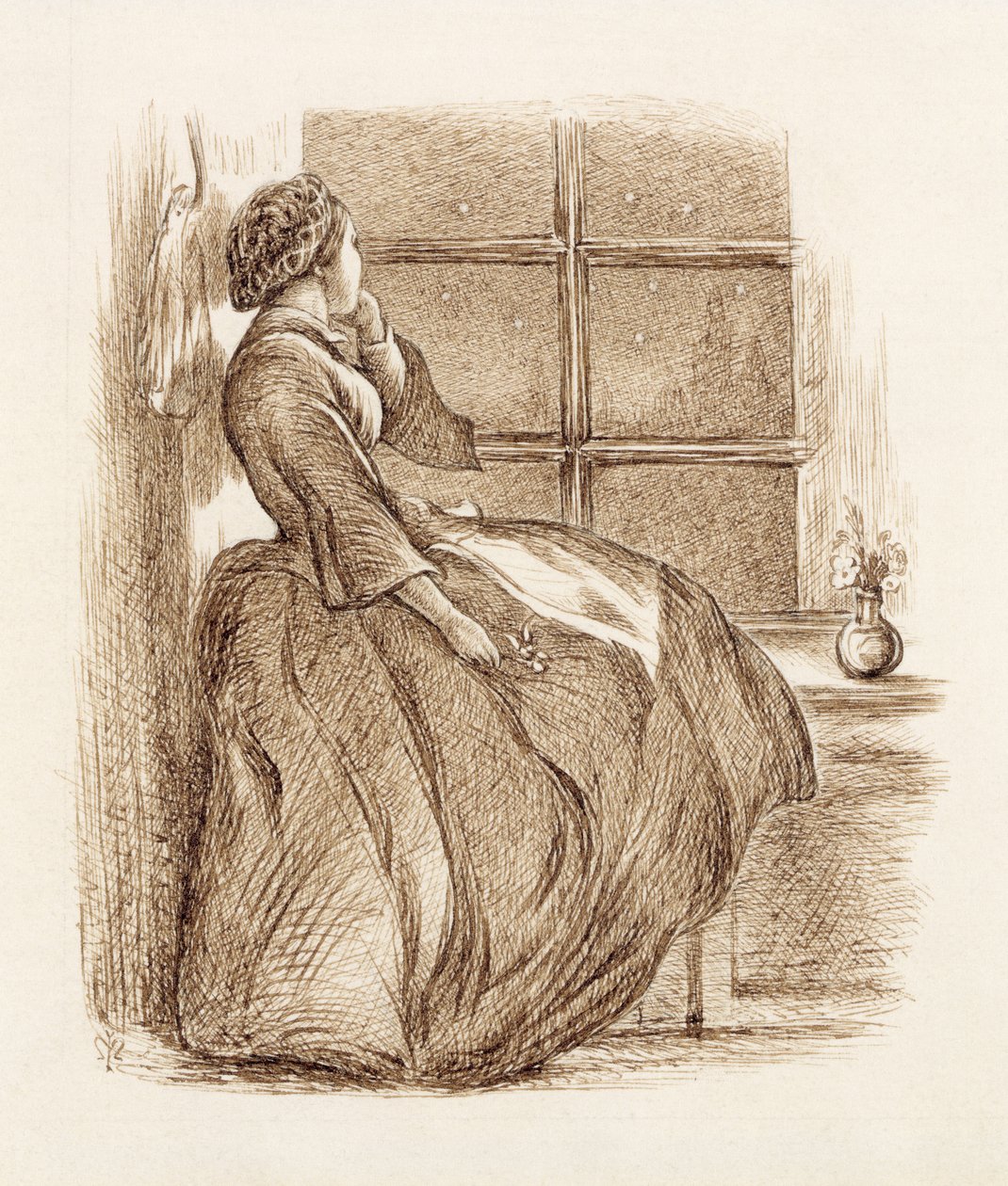 Ztracená láska, kolem roku 1859 (pero a inkoust) od John Everett Millais