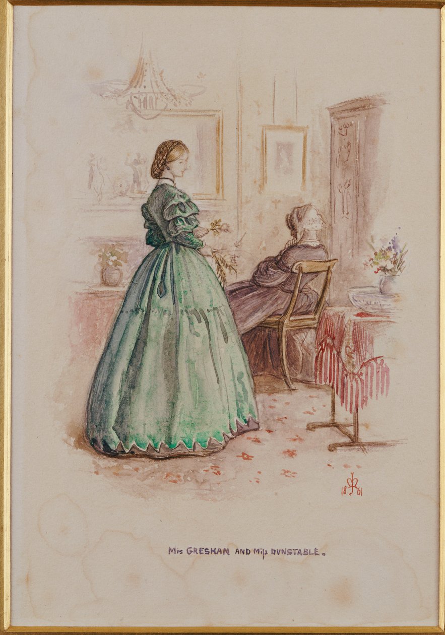 Paní Gresham a slečna Dunstableová: Ilustrace k "Framley Parsonage", 1861 od John Everett Millais