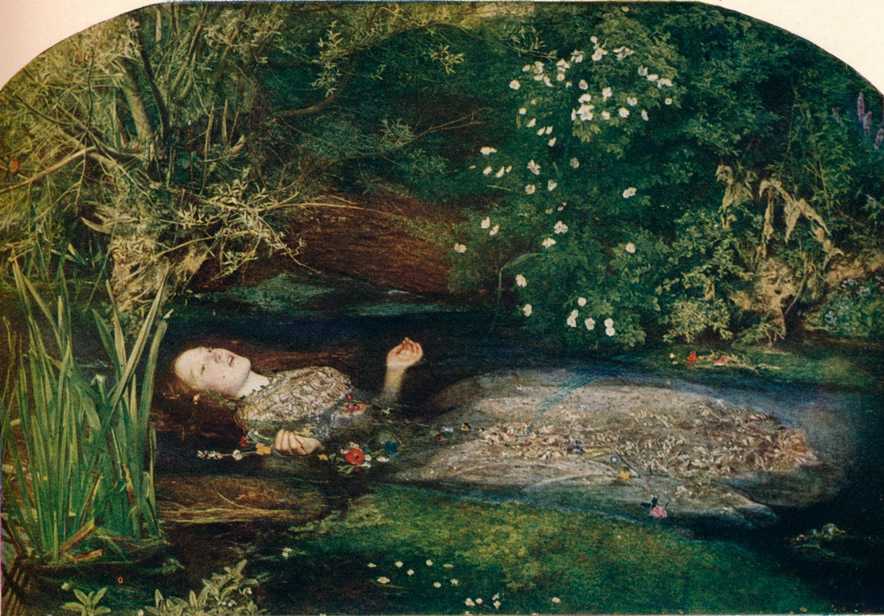 Ofélie, 1851-2, 1911 od John Everett Millais