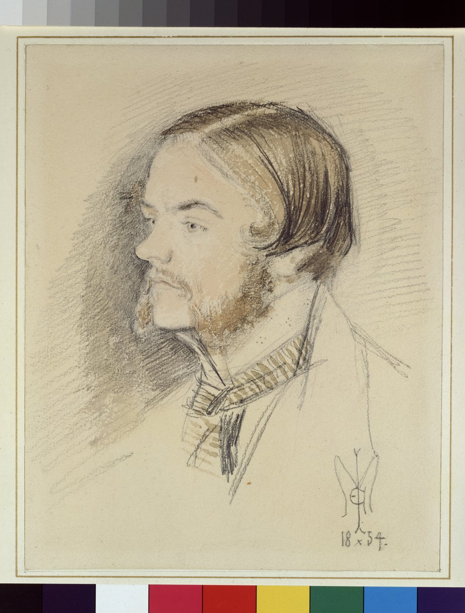 Portrét Holmana Hunta, 1854 (čb a tužka na papíře) od John Everett Millais