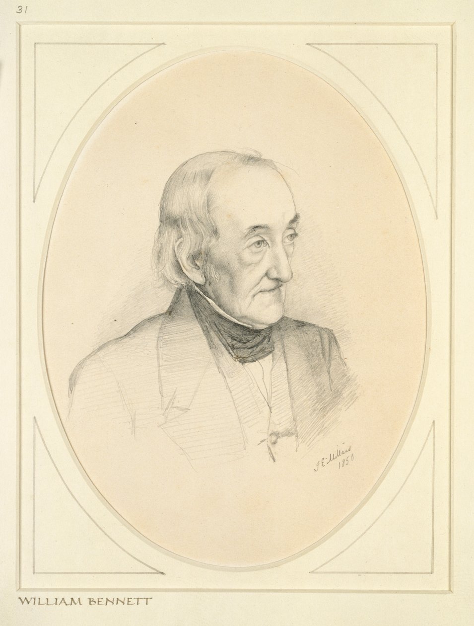 Portrét Williama Bennetta, 1850 od John Everett Millais
