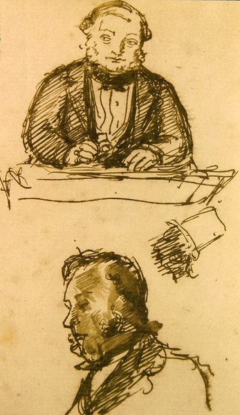Dražitel (pero a inkoust na papíře) od John Everett Millais