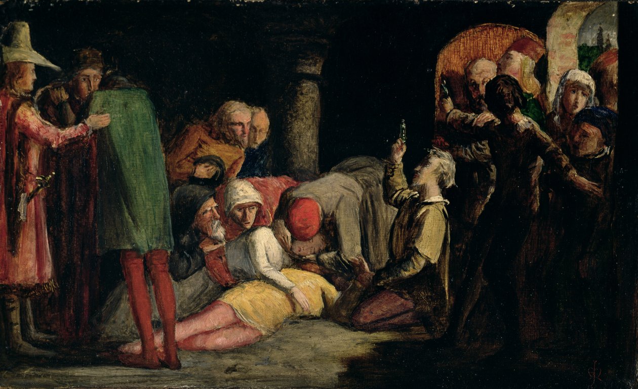 Smrt Romea a Julie, kolem roku 1848 (olej na válcové desce) od John Everett Millais