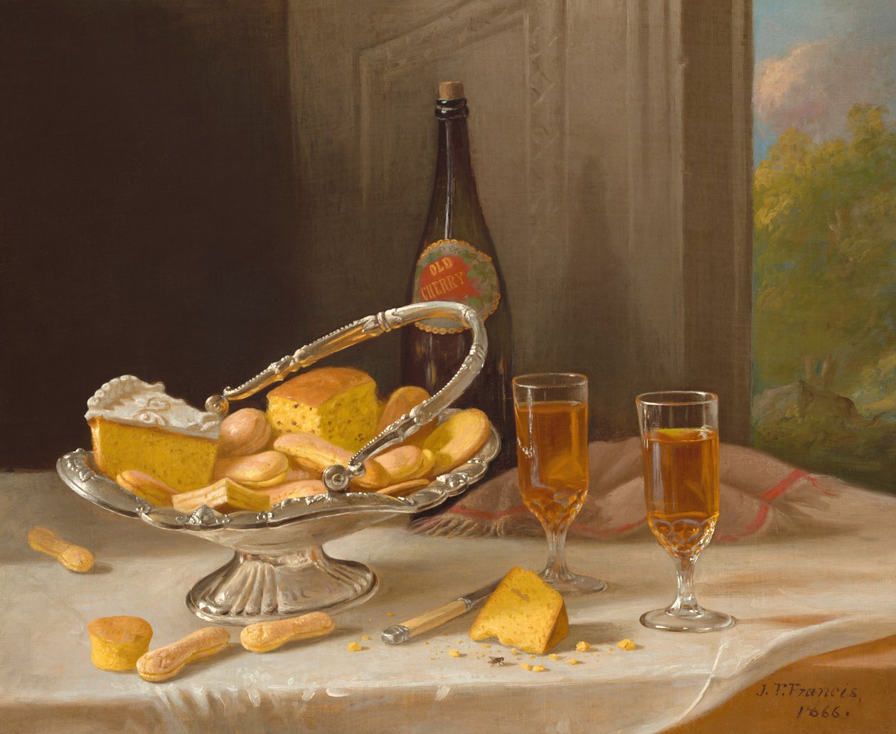 Zátiší se stříbrným dortovým košem, 1866. od John F. Francis