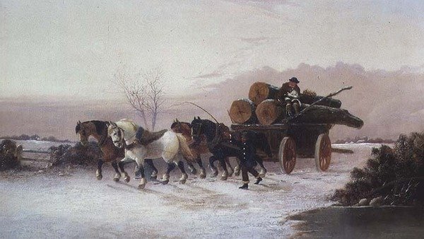 Vůz se dřevem na sněhu od John F. Morris