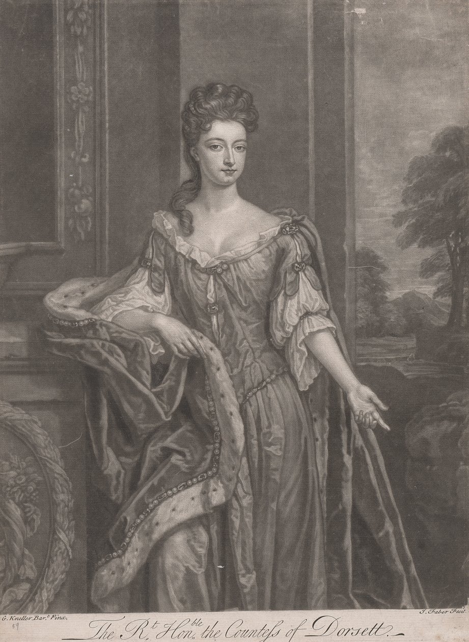 Krásky Hampton Court: The Right Honorable Mary, hraběnka z Dorsetu od John Faber the younger