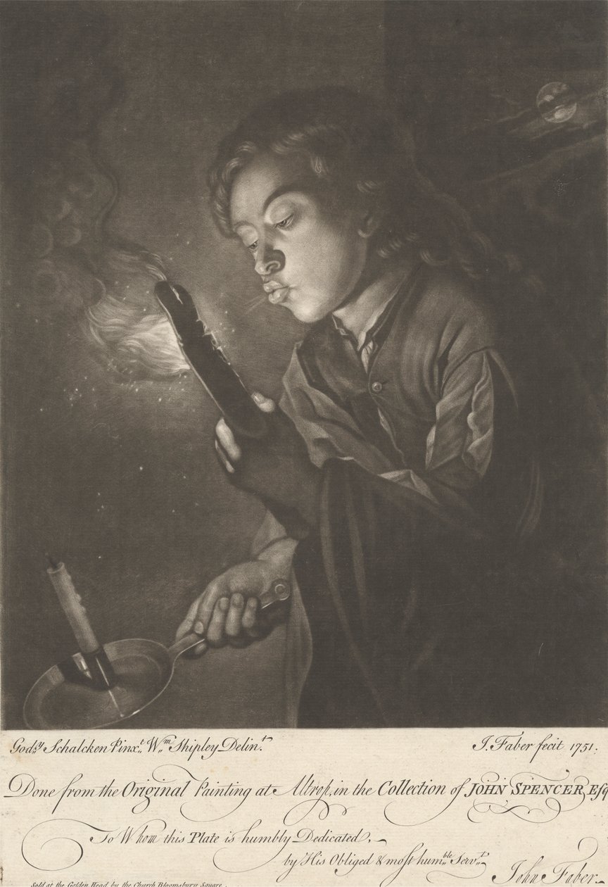Chlapec zapaluje svíčku od John Faber the younger