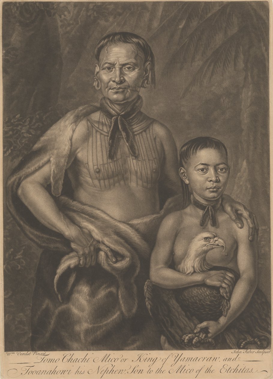 Tomo Chachi Mico, nebo král Yamacraw, a Tooanahowi [sic], jeho synovec od John Faber the younger